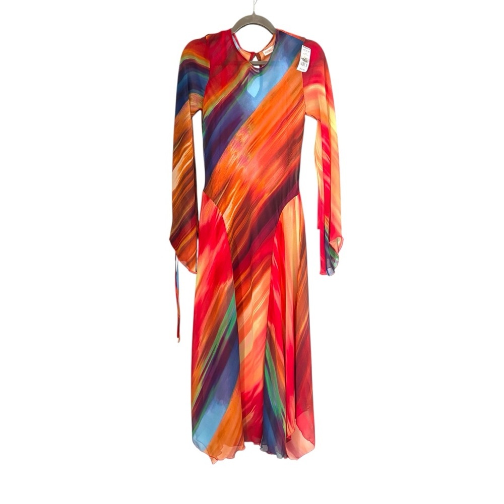NWT INTEMPO Godette Ruffle Midi Dress Fairy Whimsigoth Y2K Romantic Chiffon Sz M - Picture 2 of 16